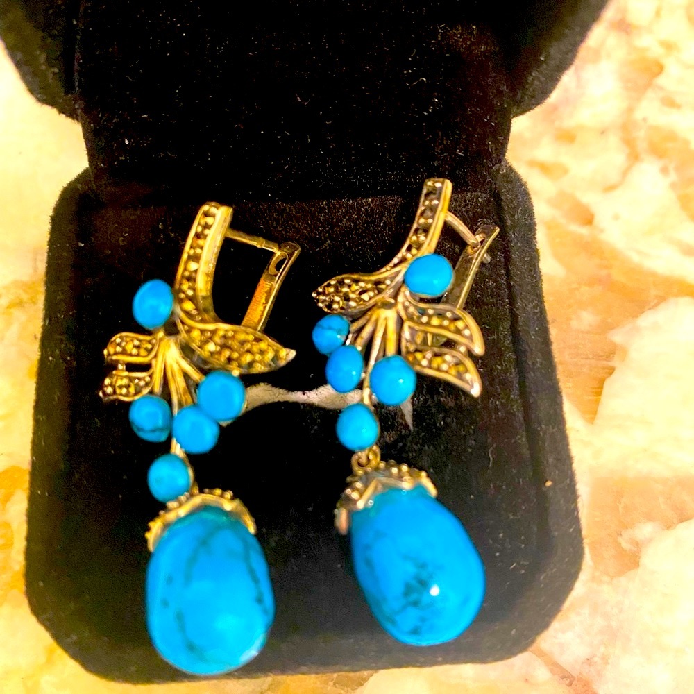 TURQUOISE & MARCASITE EARRINGS